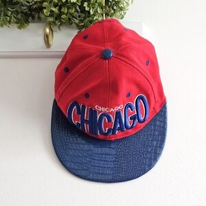 Chicago Snapback Hat Red Blue Croc Embossed Brim Adjustable New League Cap